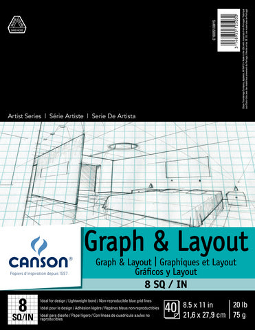 Canson Graph Paper Pad 8x8 Grid 8.5x11