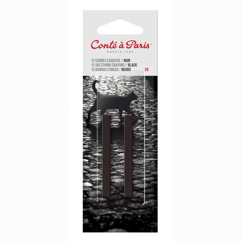Conté Sketching Crayons 2B Black 2pk