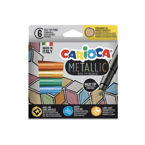 Carioca Maxi Metallic Felt Tip Pens - 6 PCS