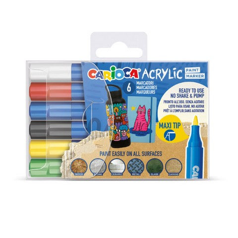 CARIOCA® Acrylic Paint Markers Maxi Tip 6pk
