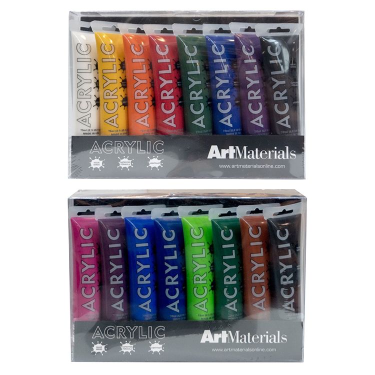 Art Materials Acrylics 75ml 16 Tube Set