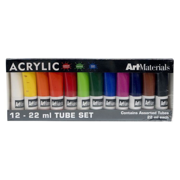 Art Materials Acrylics 22ml 12 Tube Set