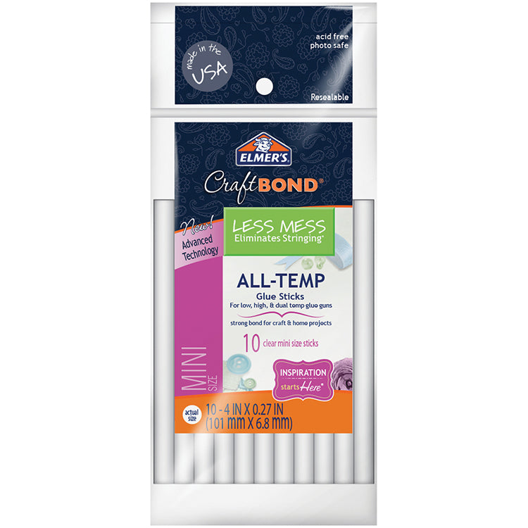 Elmers Hot Glue Sticks 4" 10 Sticks Mini Size