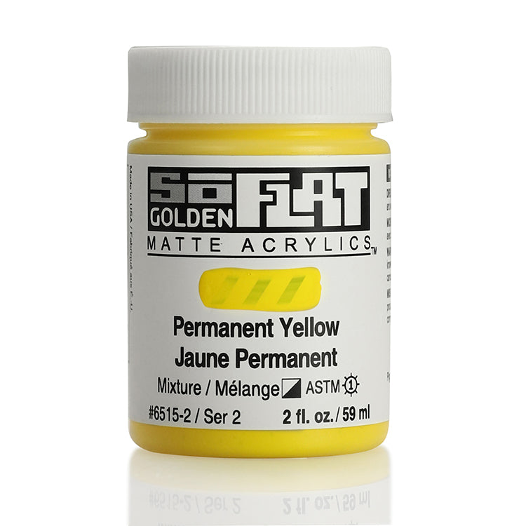 Golden SoFlat Matte Acrylic 2oz Permanent Yellow S2