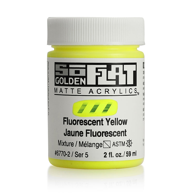 Golden SoFlat Matte Acrylic 2oz Fluorescent Yellow S5