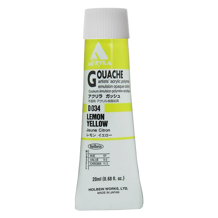 Holbein Acrylic Gouache 20ml Lemon Yellow