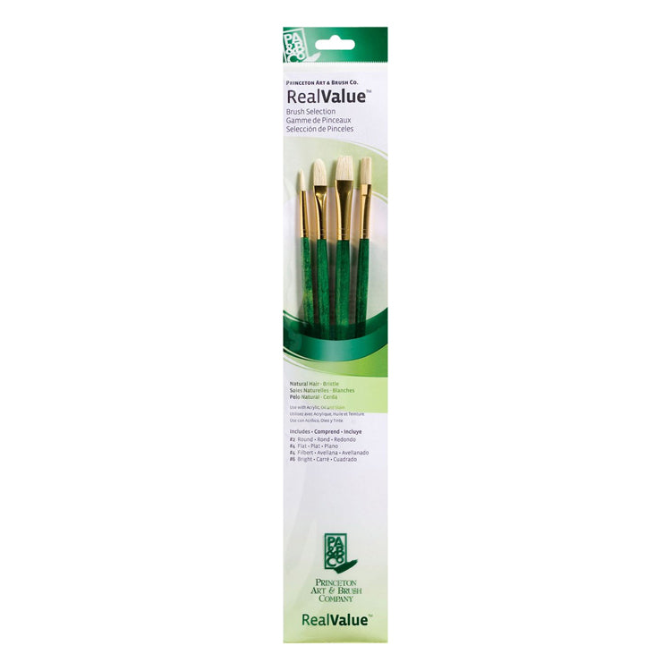Princeton Brush Bristle Bright Flat Filbert 4 Pack