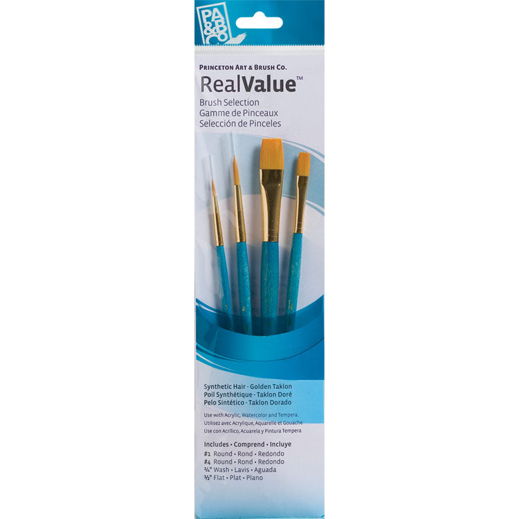 Princeton Brush Gold Taklon Value 4 Pack