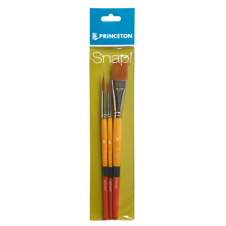 Princeton Snap! Brush Gold Taklon Set #2 3 Pack Short Handle