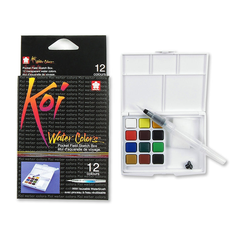 Koi Watercolor 12 Color Pocket Field Sketch Box Set