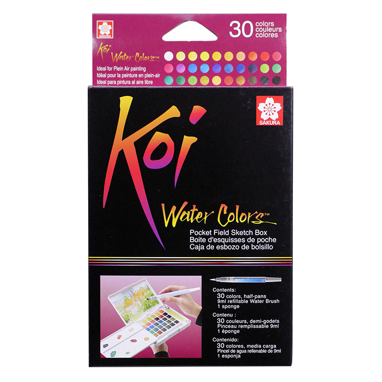 Koi Watercolor Pocket 30 Color Field Sketch Box Set