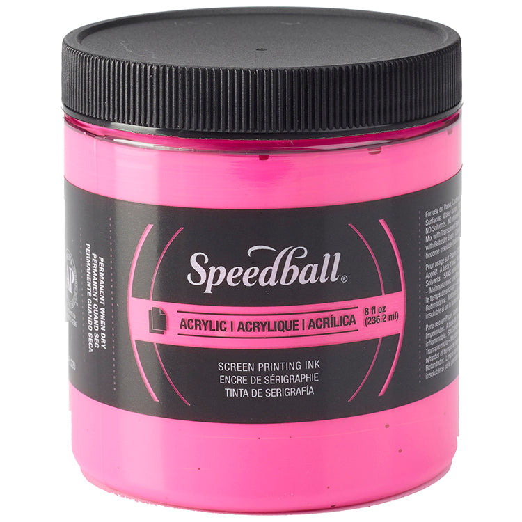 Speedball Silkscreen Ink Permanent Acrylic 8oz Fluorescent Magenta