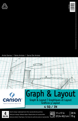 Canson Graph Paper Pad 4x4 Grid 11x17