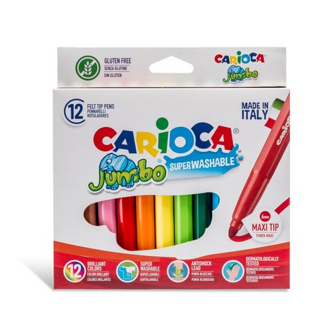 Carioca Jumbo Super Washable Markers - 12 PCS