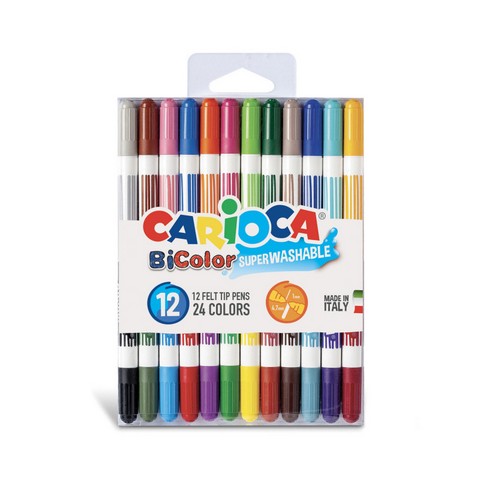 Carioca BiColor Double Tip Felt Pens - 12PCS