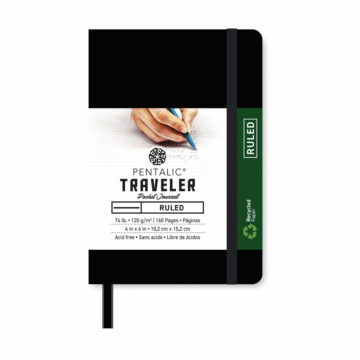 Pentalic Journal Pocket Ruled 4x6 Black