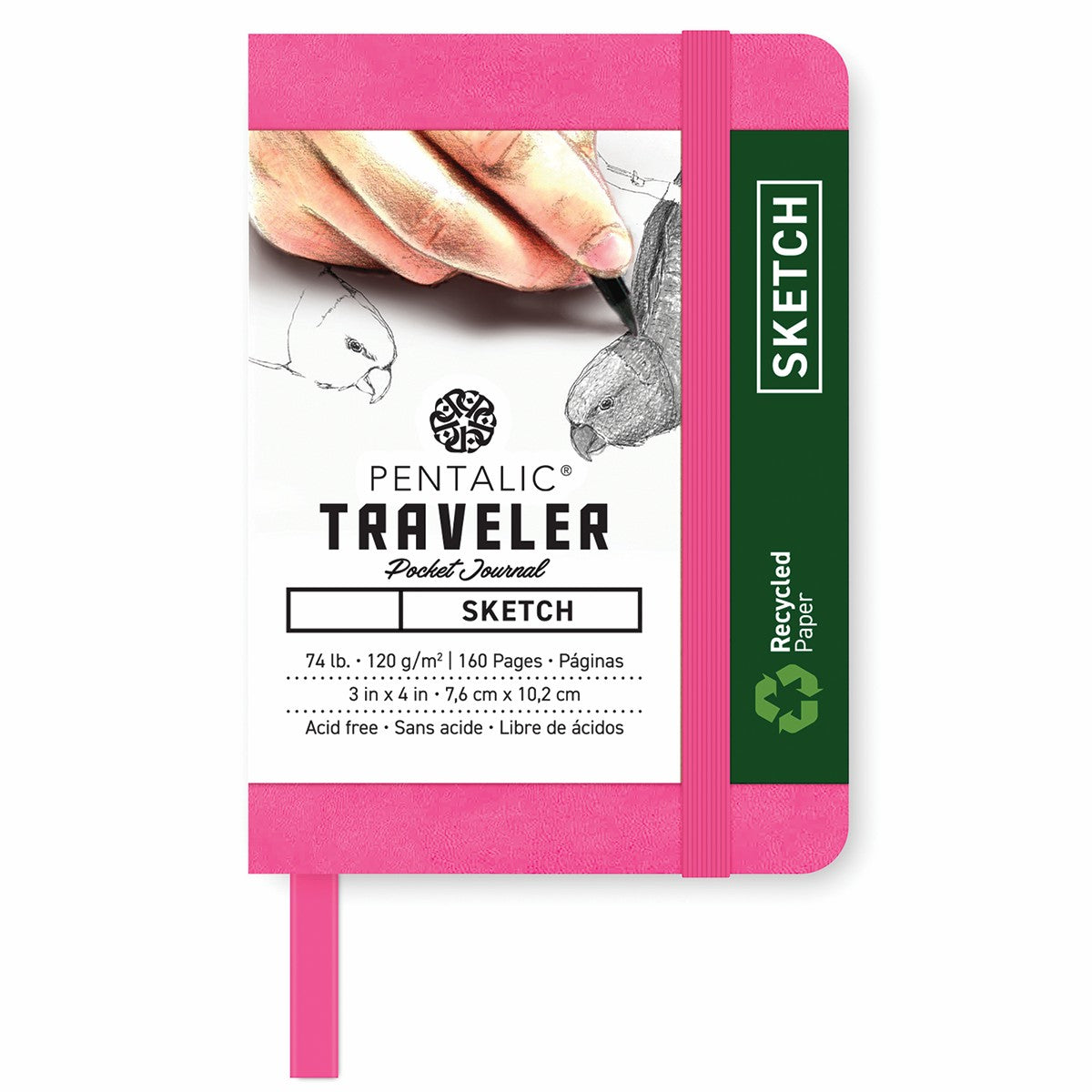 Pentalic Journal Pocket Sketch 3x4 Bright Pink