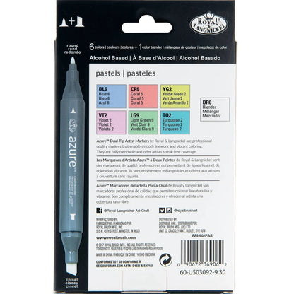 Royal & Langnickel Azure Dual-Tip Alcohol Markers 7PC PASTEL COLOR SET