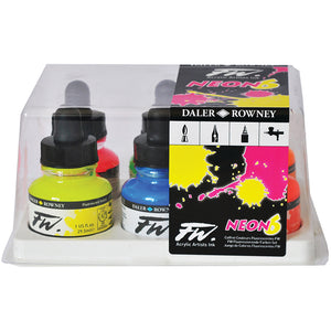 Daler Rowney FW Acrylic Artists Ink Fluorescent Set of 6