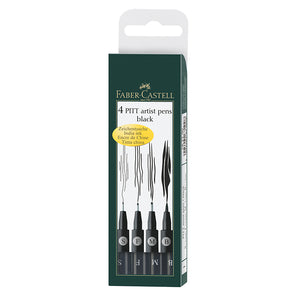 Pitt Pen Black Pouch Set of 4