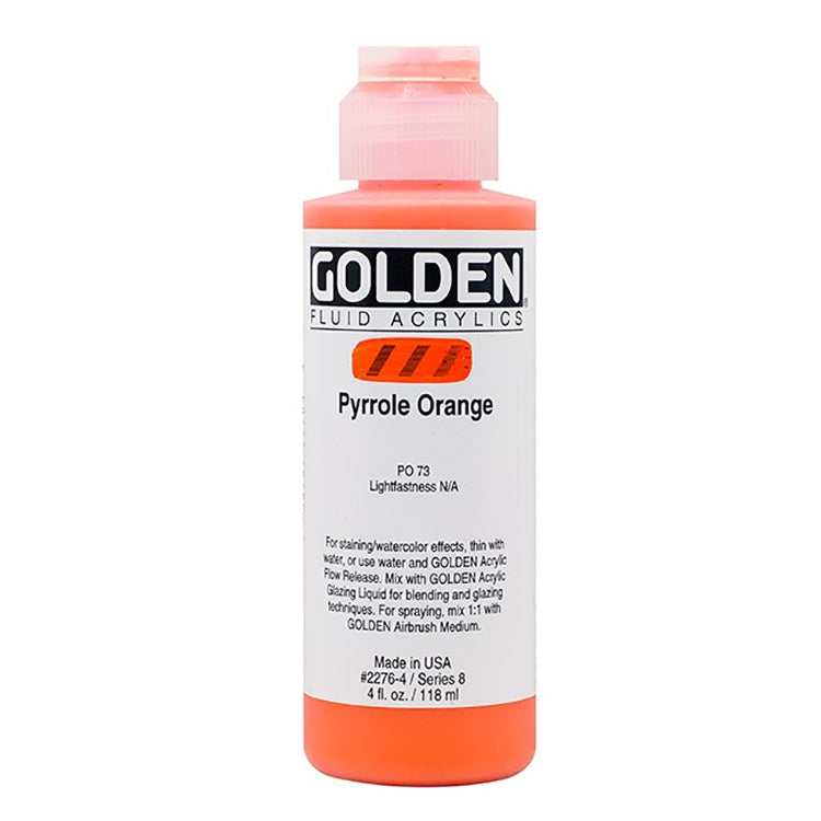 Golden Fluid Acrylic Pyrrole Orange 4oz