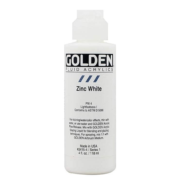 Golden Fluid Acrylic Zinc White 4oz