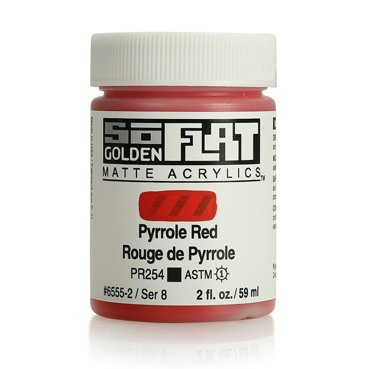 Golden SoFlat Matte Acrylic 2oz Pyrrole Red S8