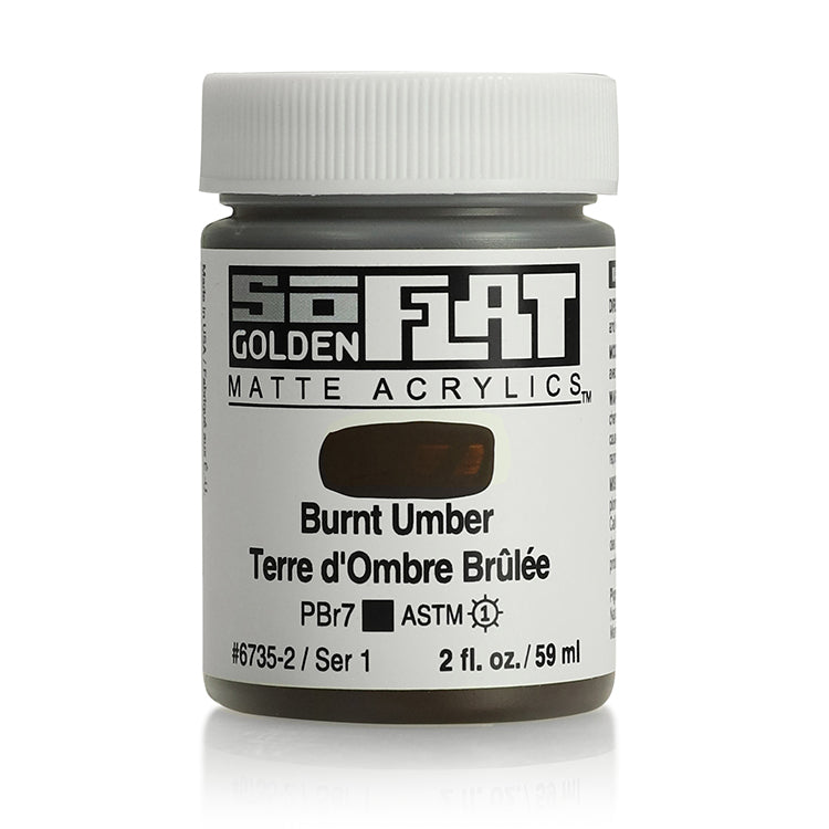Golden SoFlat Matte Acrylic 2oz Burnt Umber S1
