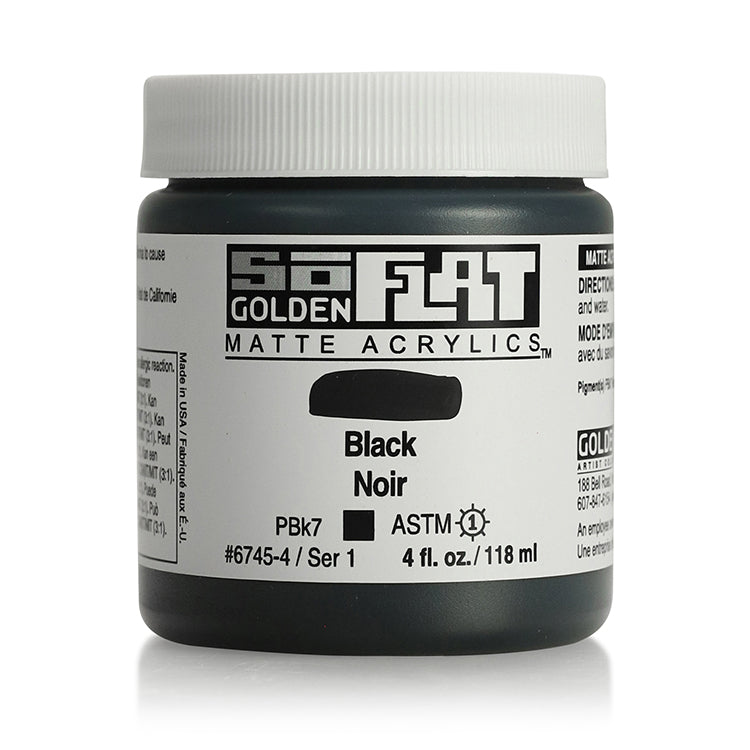 Golden SoFlat Matte Acrylic 4oz Black S1