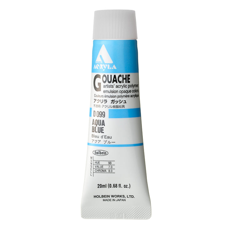 Holbein Acrylic Gouache 20ml Aqua Blue