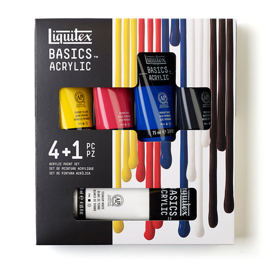 Liquitex Basics Acrylic Set of 4 72ml Colors & 118ml White
