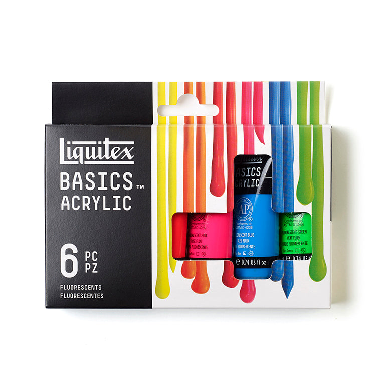 Liquitex Basics Acrylic Fluorescent 6 Tube Set
