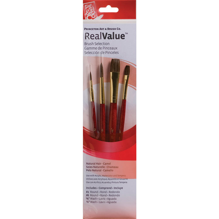 Princeton Brush Camel Flat Wash Value 4 Pack