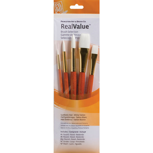Princeton Brush White Taklon Value 5 Pack