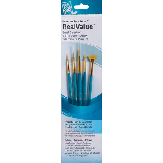 Princeton Brush Gold Taklon Value 5 Pack