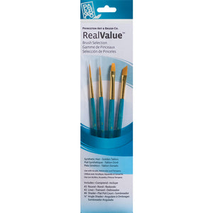 Princeton Brush Gold Taklon Value 4 Pack