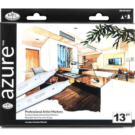 Royal & Langnickel Azure Dual-Tip Alcohol Markers 13PC BASIC COLOR SET