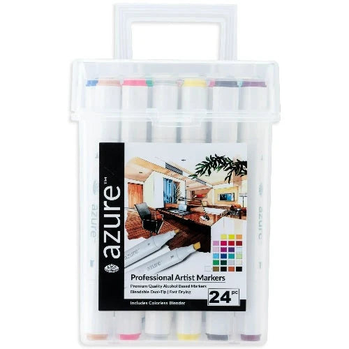Royal & Langnickel Azure Dual-Tip Alcohol Markers 24PC BASIC COLOR SET