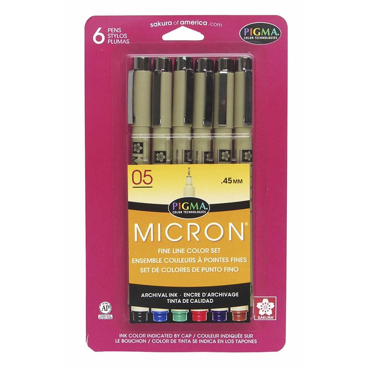 Sakura Pigma Micron Pen 6 Assorted Colors 05