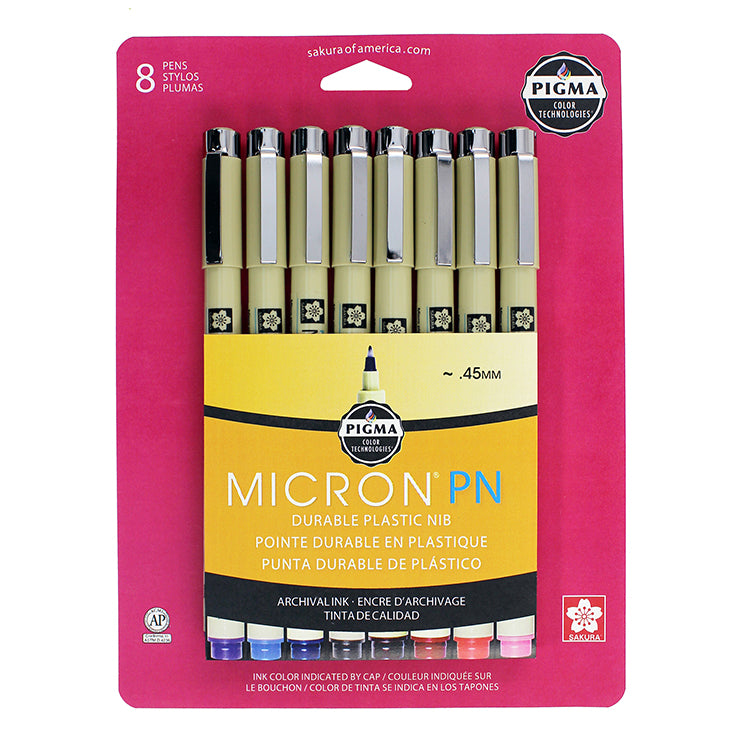 Sakura Pigma Micron Pen Plastic Nib 8 Piece Set Assorted