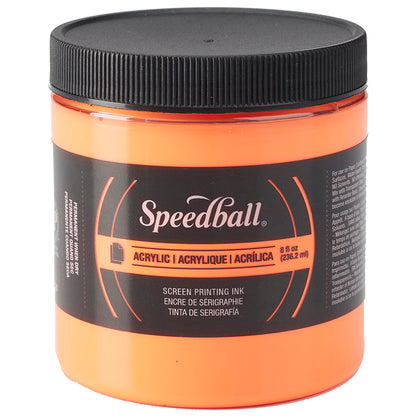 Speedball Silkscreen Ink Permanent Acrylic 8oz Fluorescent Orange