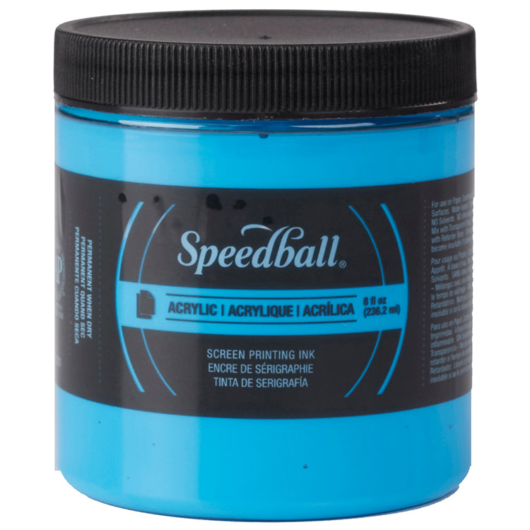 Speedball Silkscreen Ink Permanent Acrylic 8oz Fluorescent Blue