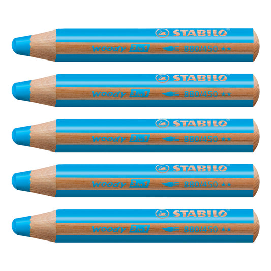 Stabilo Woody Pencil Cyan Blue 5 Pack